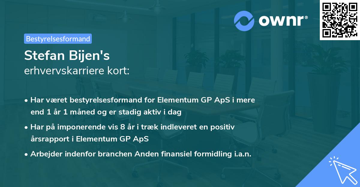 Stefan Bijen's erhvervskarriere kort