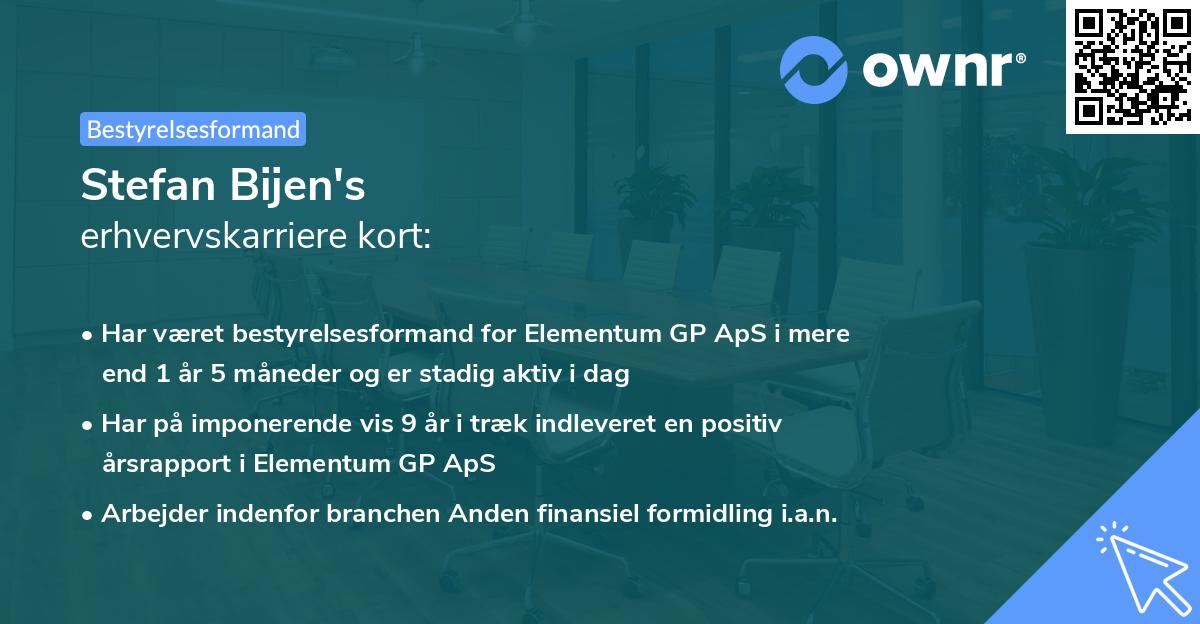 Stefan Bijen's erhvervskarriere kort
