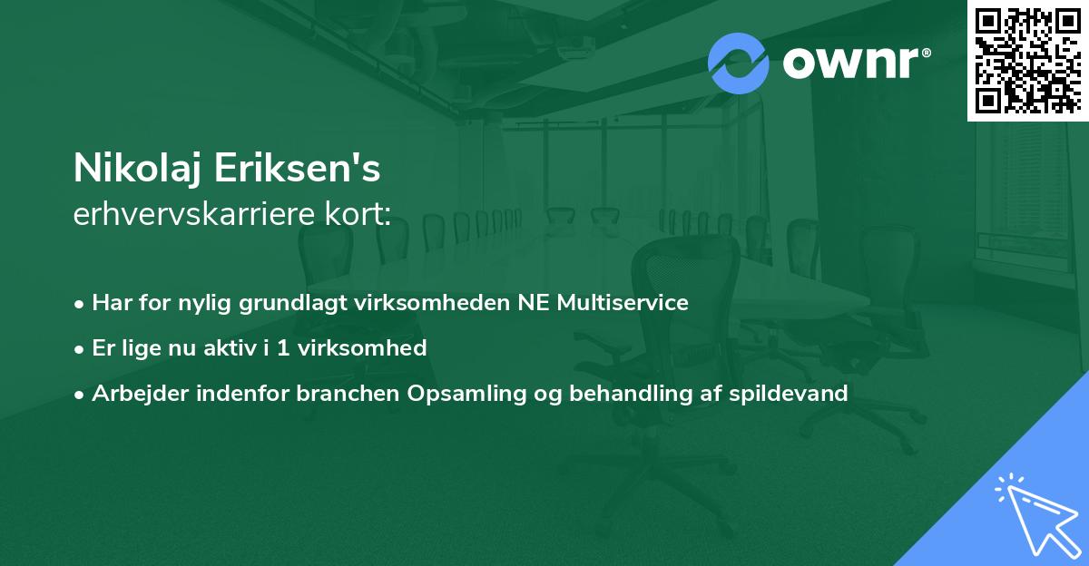 Nikolaj Eriksen's erhvervskarriere kort
