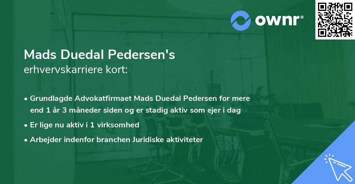 Mads Duedal Pedersen's erhvervskarriere kort