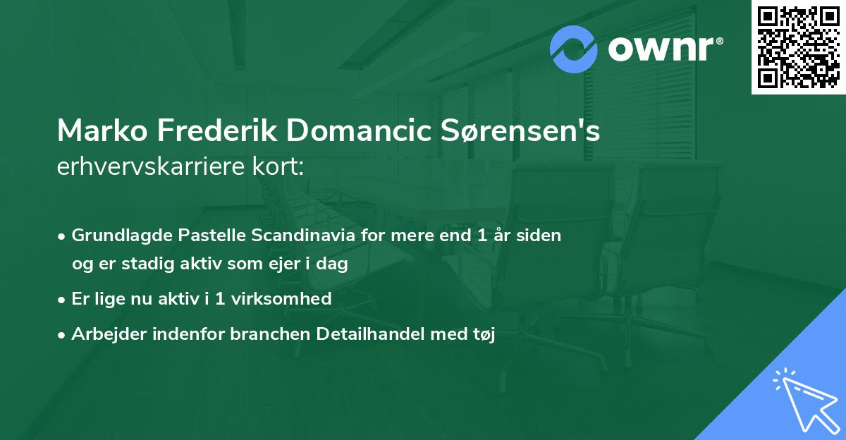 Marko Frederik Domancic Sørensen's erhvervskarriere kort