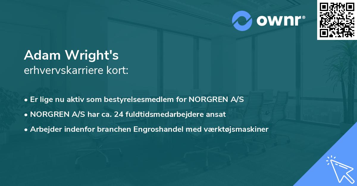 Adam Wright's erhvervskarriere kort