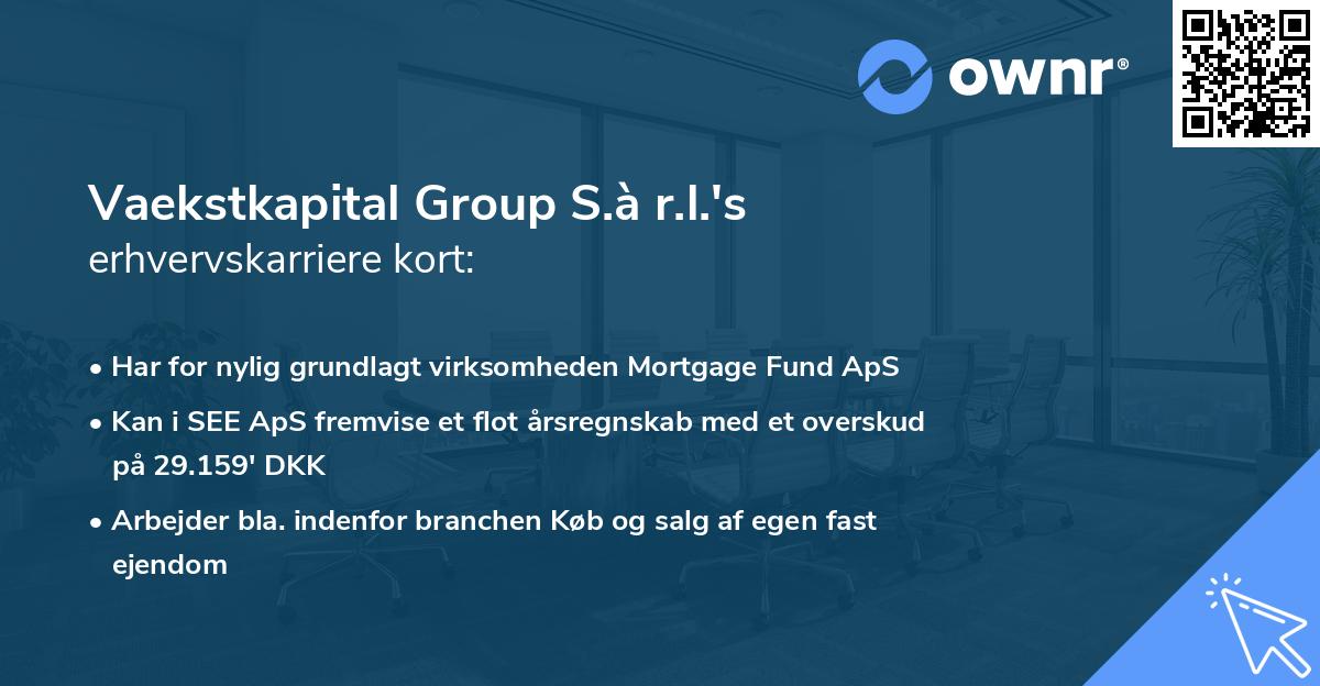 Vaekstkapital Group S.à r.l.'s erhvervskarriere kort