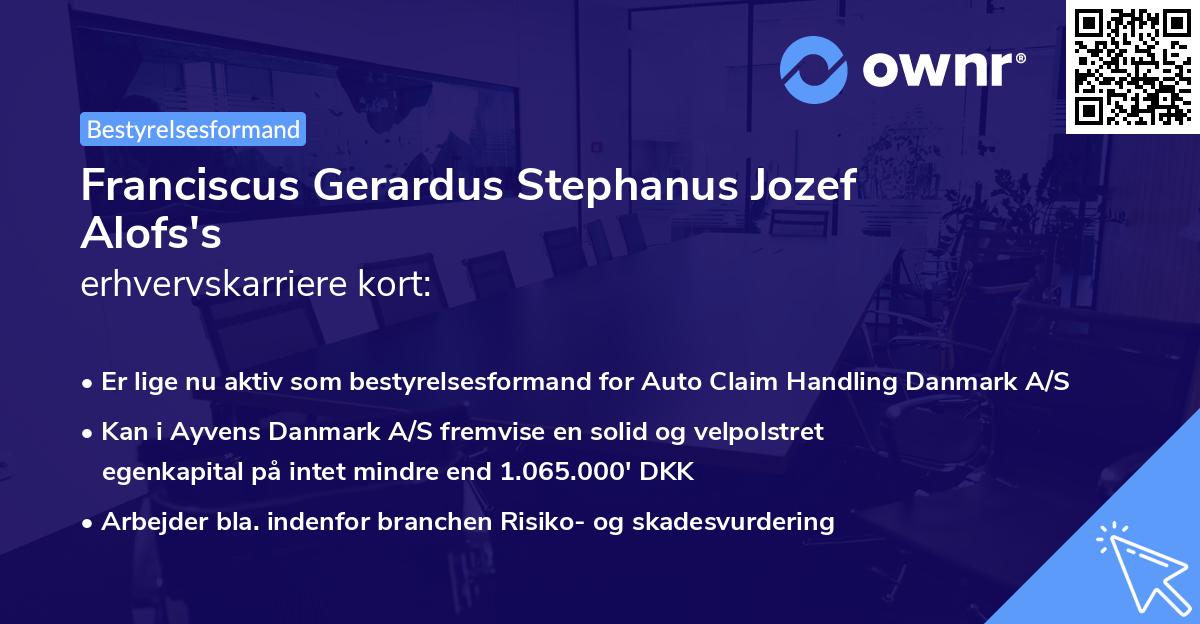 Franciscus Gerardus Stephanus Jozef Alofs's erhvervskarriere kort