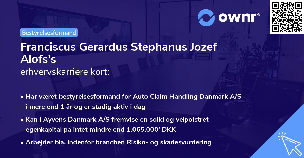 Franciscus Gerardus Stephanus Jozef Alofs's erhvervskarriere kort