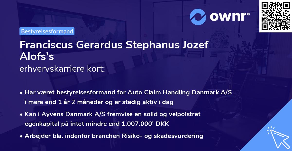 Franciscus Gerardus Stephanus Jozef Alofs's erhvervskarriere kort