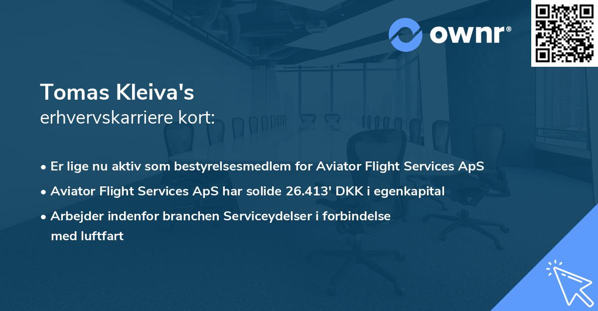 Tomas Kleiva's erhvervskarriere kort
