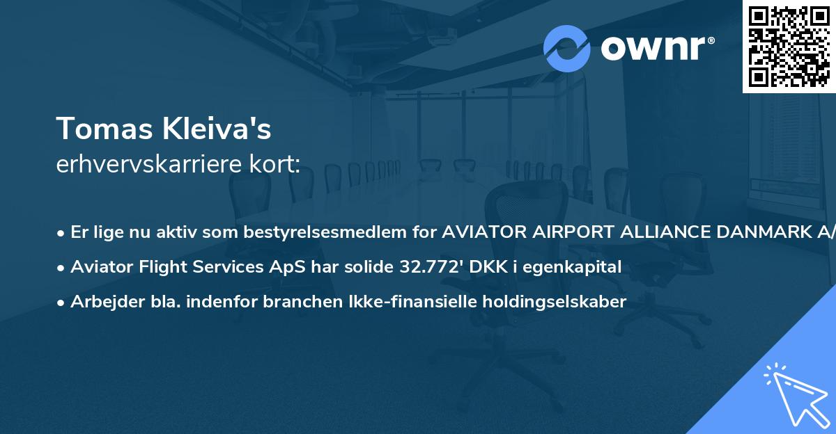 Tomas Kleiva's erhvervskarriere kort