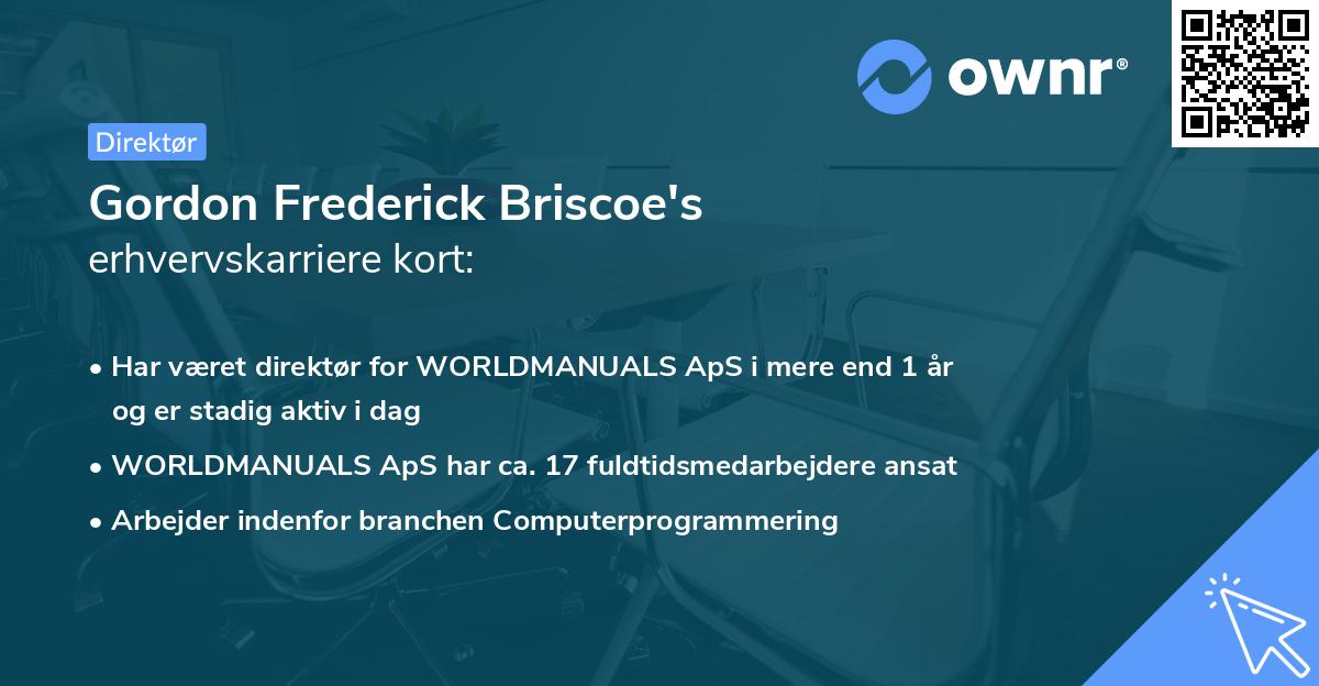 Gordon Frederick Briscoe's erhvervskarriere kort