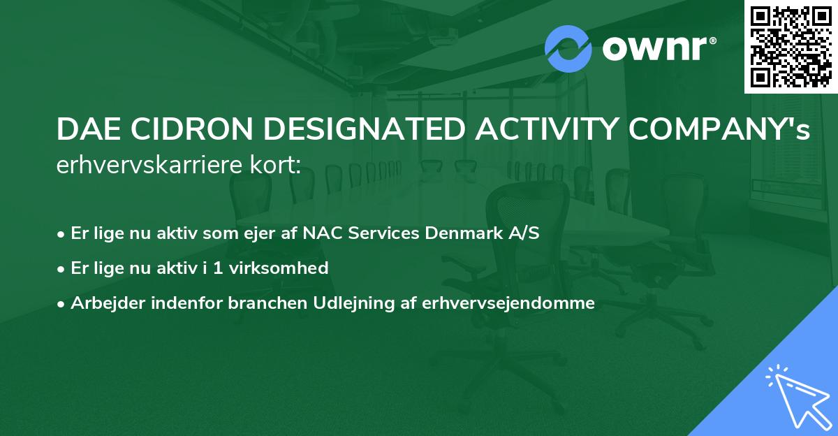 DAE CIDRON DESIGNATED ACTIVITY COMPANY's erhvervskarriere kort