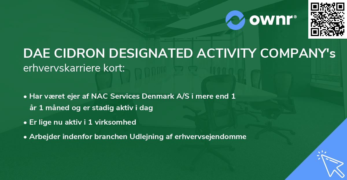 DAE CIDRON DESIGNATED ACTIVITY COMPANY's erhvervskarriere kort