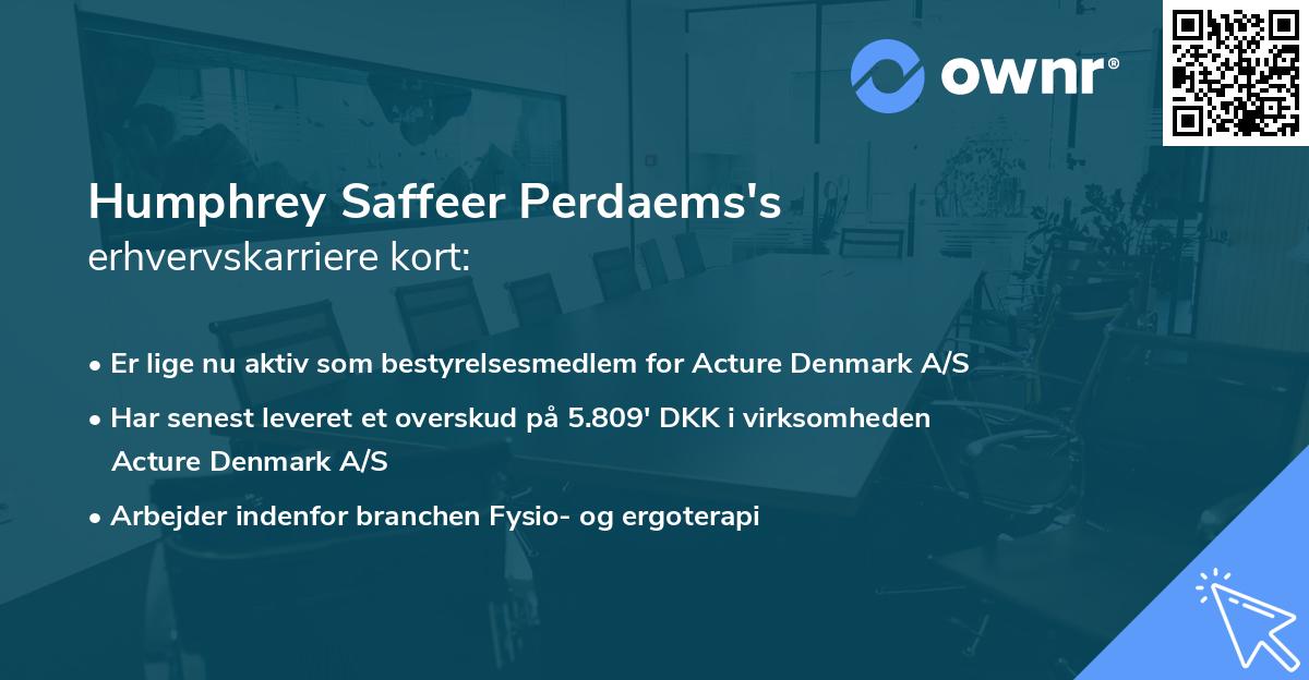 Humphrey Saffeer Perdaems's erhvervskarriere kort
