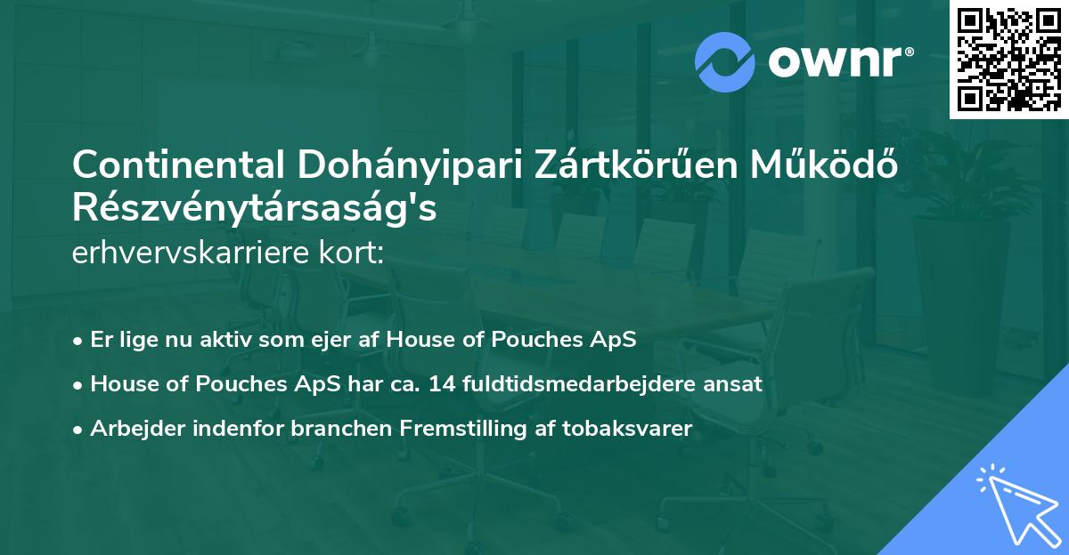 Continental Dohányipari Zártkörűen Működő Részvénytársaság's erhvervskarriere kort
