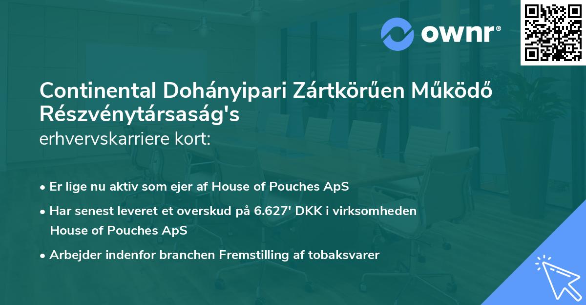 Continental Dohányipari Zártkörűen Működő Részvénytársaság's erhvervskarriere kort