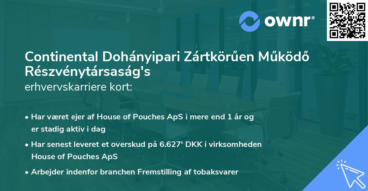 Continental Dohányipari Zártkörűen Működő Részvénytársaság's erhvervskarriere kort
