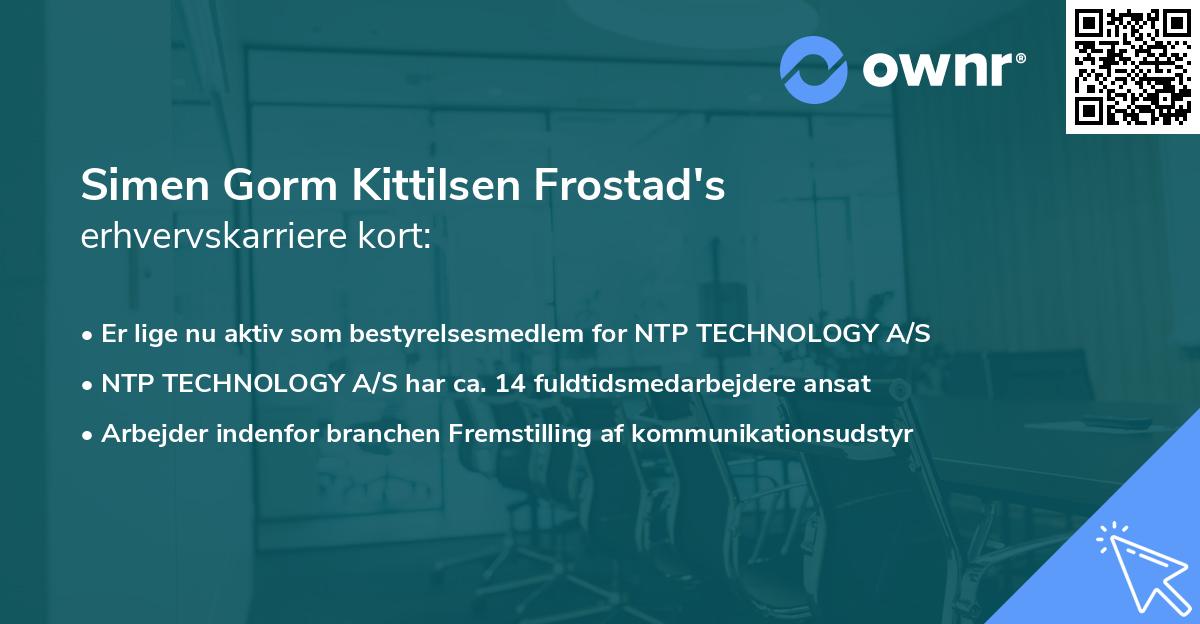 Simen Gorm Kittilsen Frostad's erhvervskarriere kort