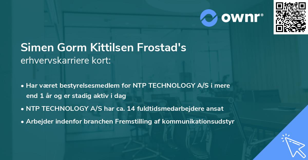 Simen Gorm Kittilsen Frostad's erhvervskarriere kort