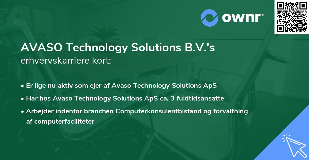 AVASO Technology Solutions B.V.'s erhvervskarriere kort