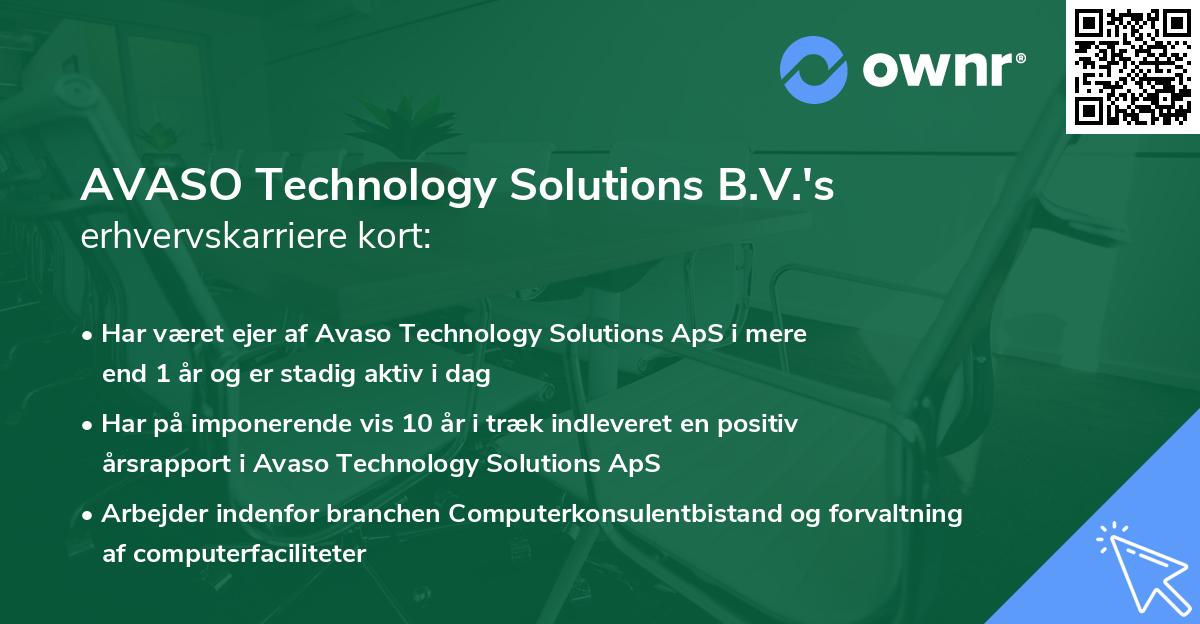AVASO Technology Solutions B.V.'s erhvervskarriere kort