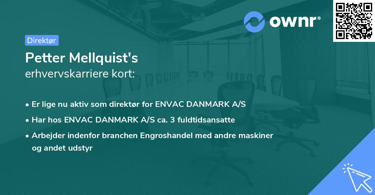 Petter Mellquist's erhvervskarriere kort