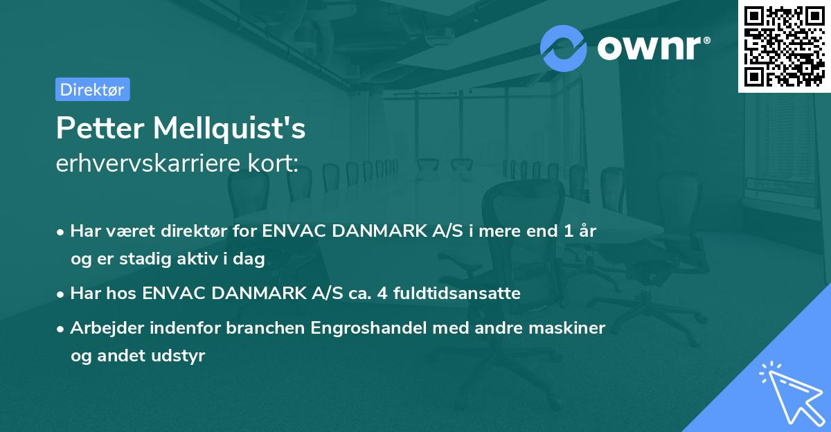 Petter Mellquist's erhvervskarriere kort