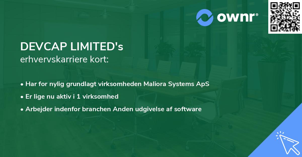 DEVCAP LIMITED's erhvervskarriere kort
