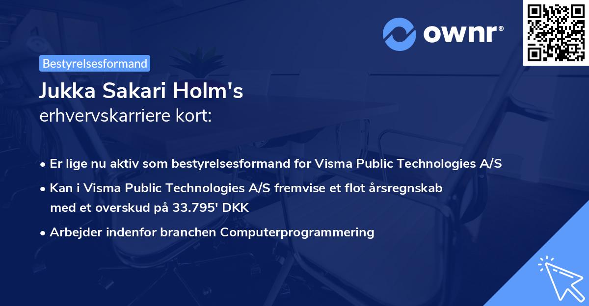 Jukka Sakari Holm's erhvervskarriere kort