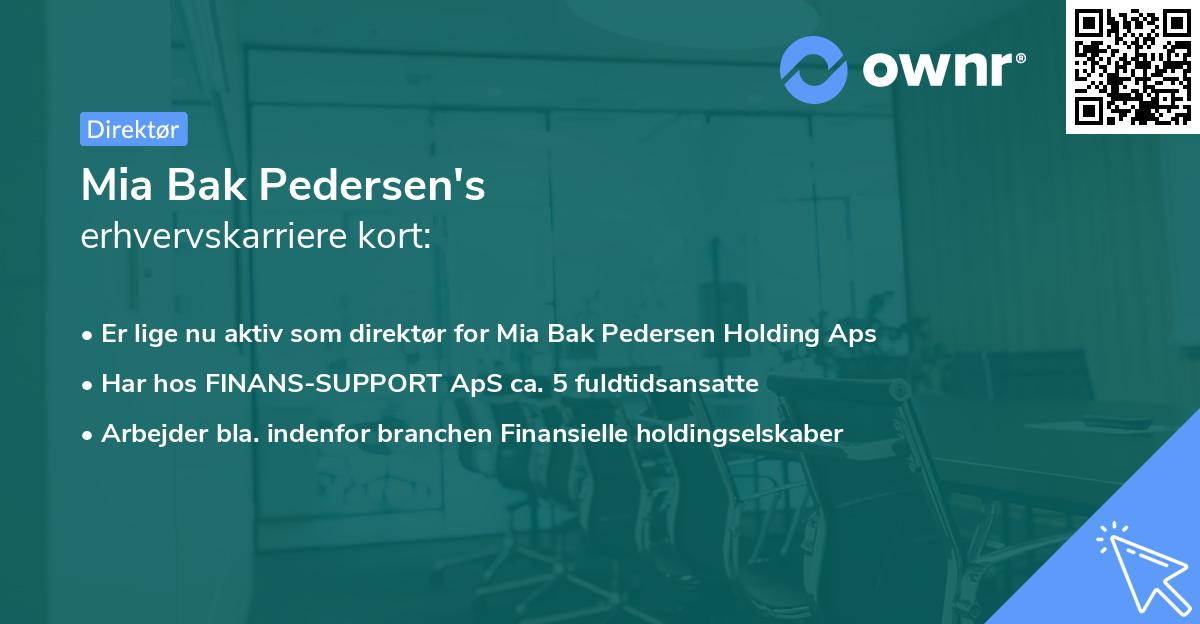 Mia Bak Pedersen's erhvervskarriere kort
