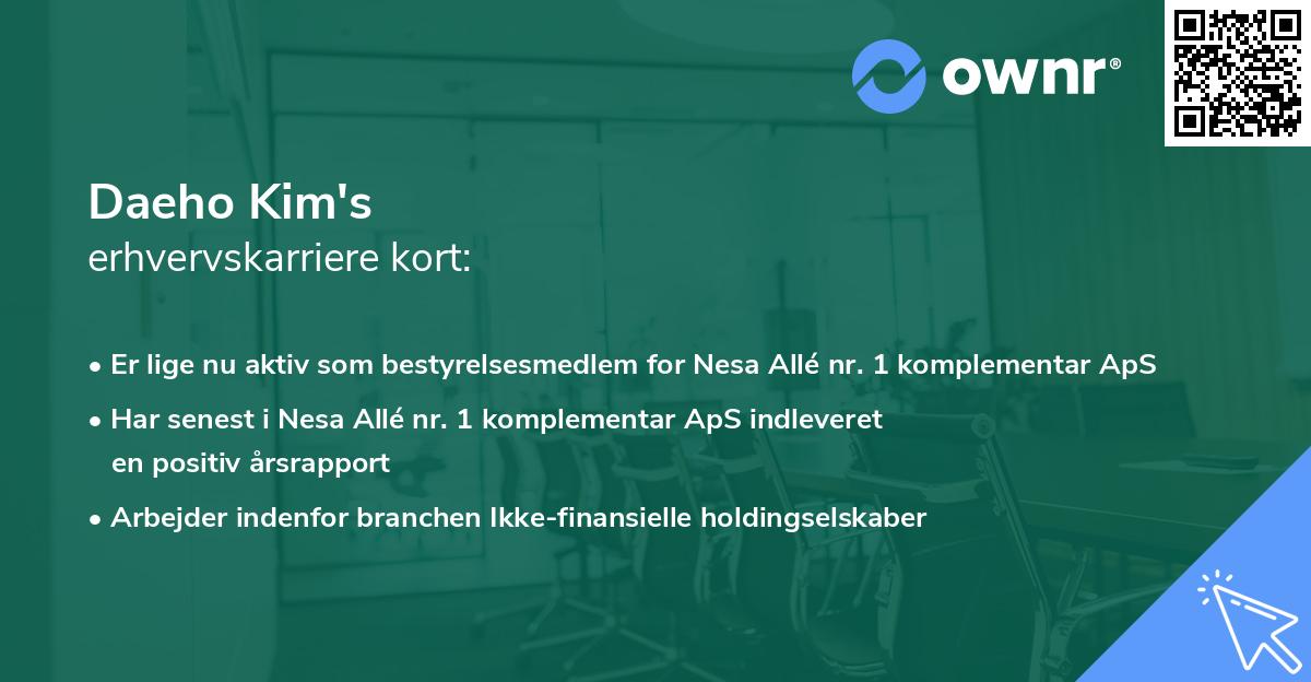 Daeho Kim's erhvervskarriere kort