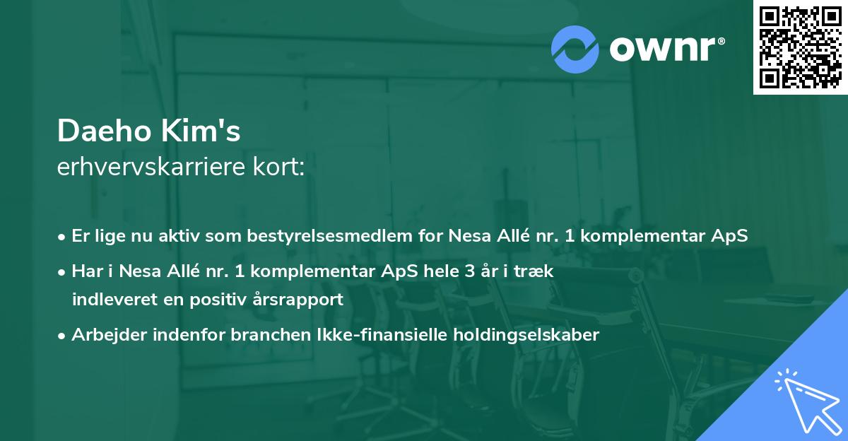 Daeho Kim's erhvervskarriere kort