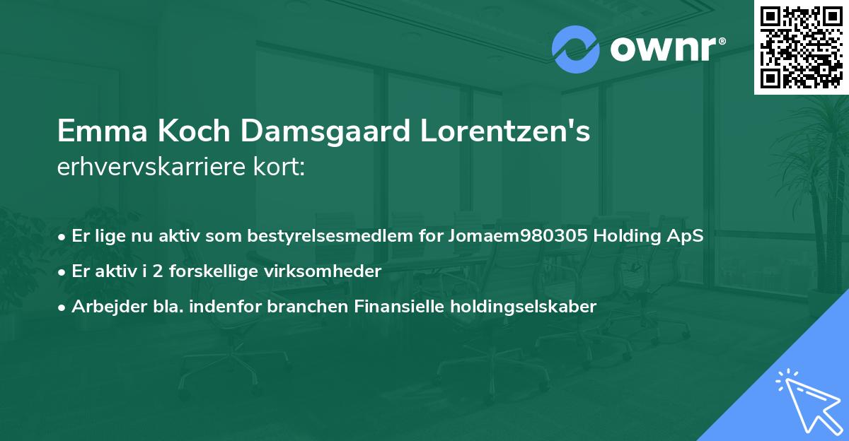 Emma Koch Damsgaard Lorentzen's erhvervskarriere kort