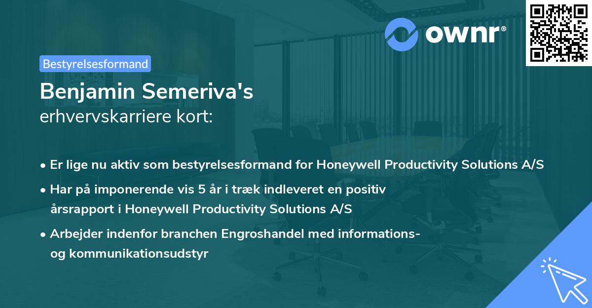 Benjamin Semeriva's erhvervskarriere kort