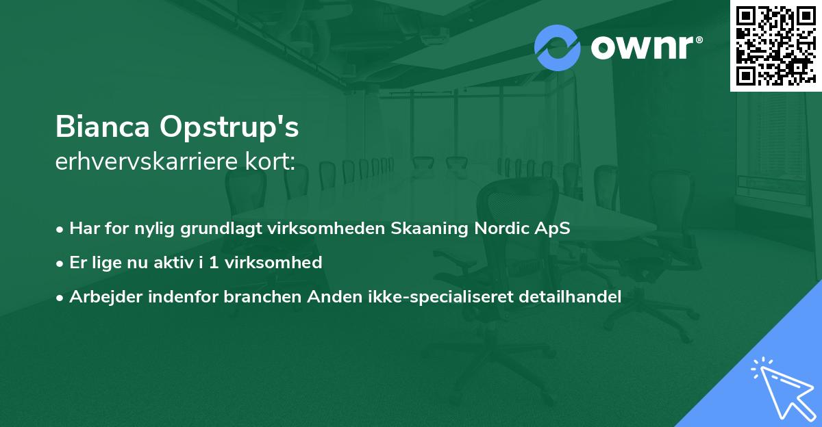 Bianca Opstrup's erhvervskarriere kort