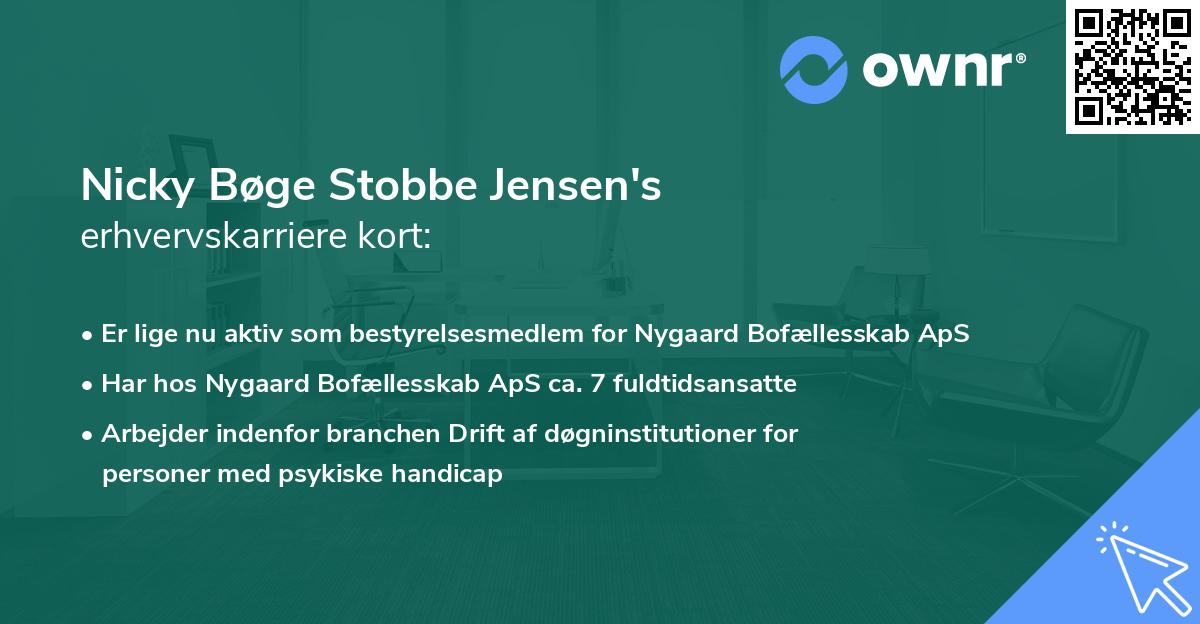 Nicky Bøge Stobbe Jensen's erhvervskarriere kort