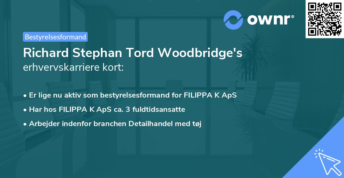 Richard Stephan Tord Woodbridge's erhvervskarriere kort