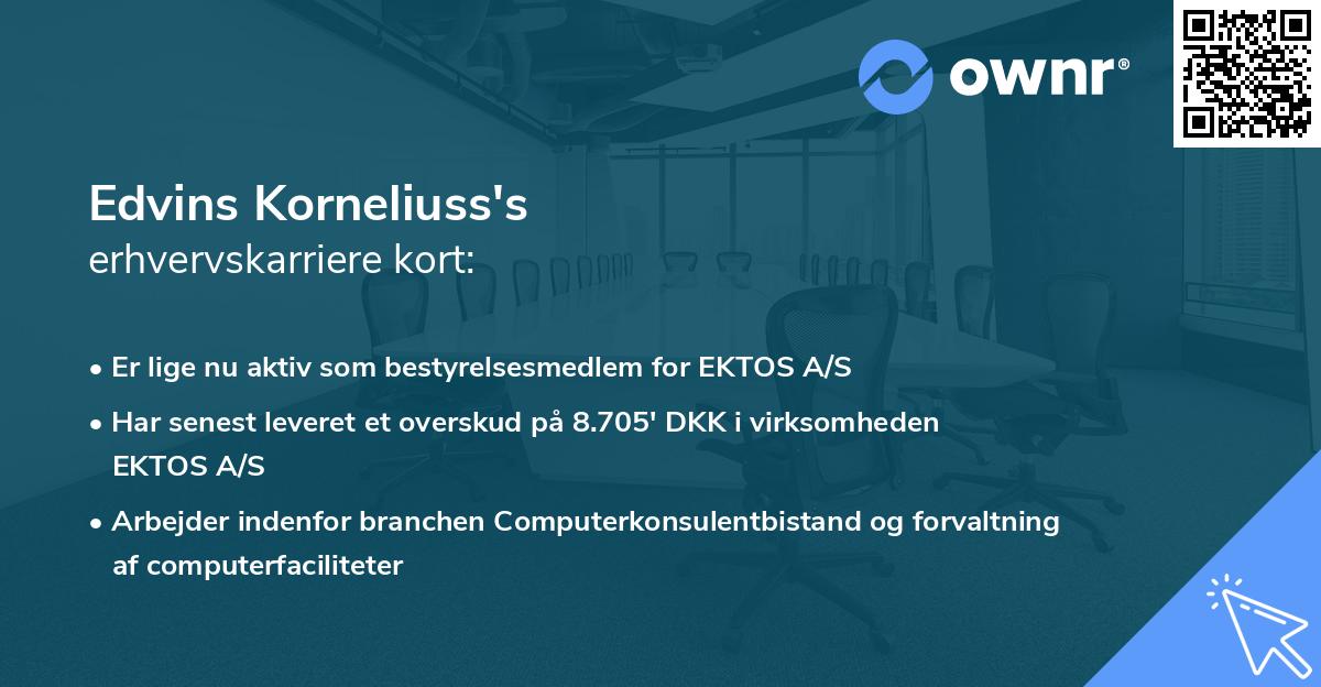 Edvins Korneliuss's erhvervskarriere kort