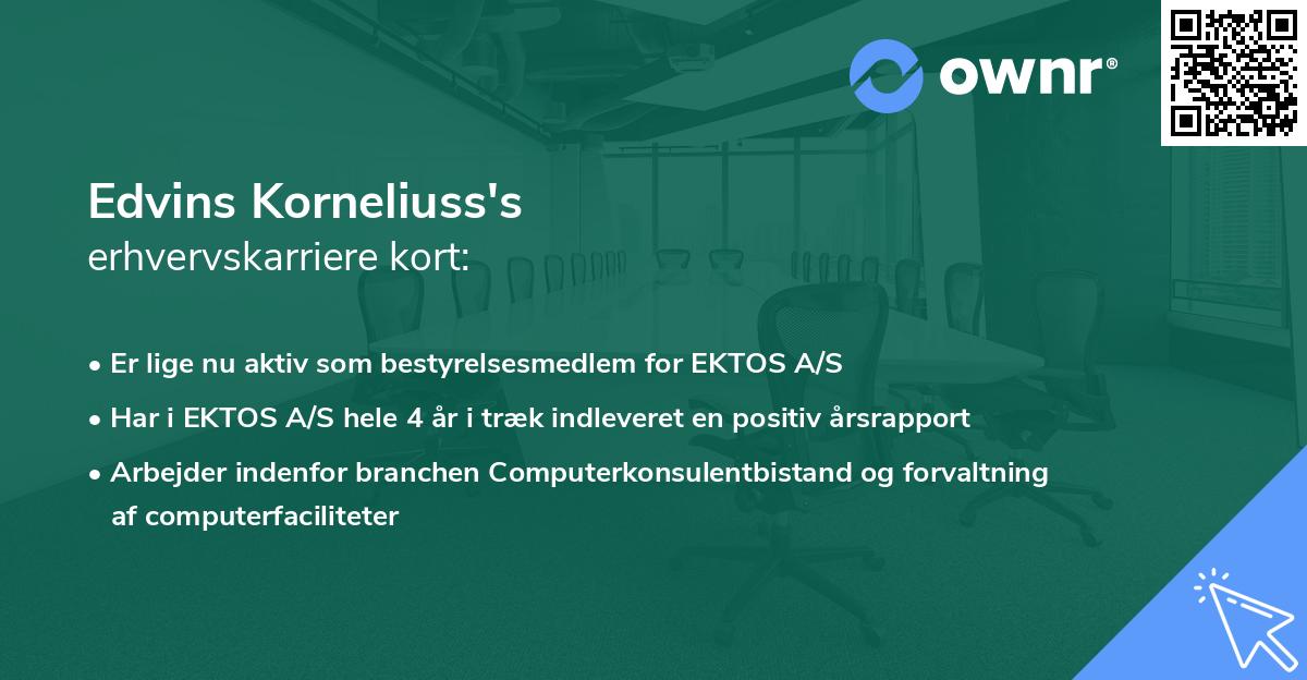 Edvins Korneliuss's erhvervskarriere kort