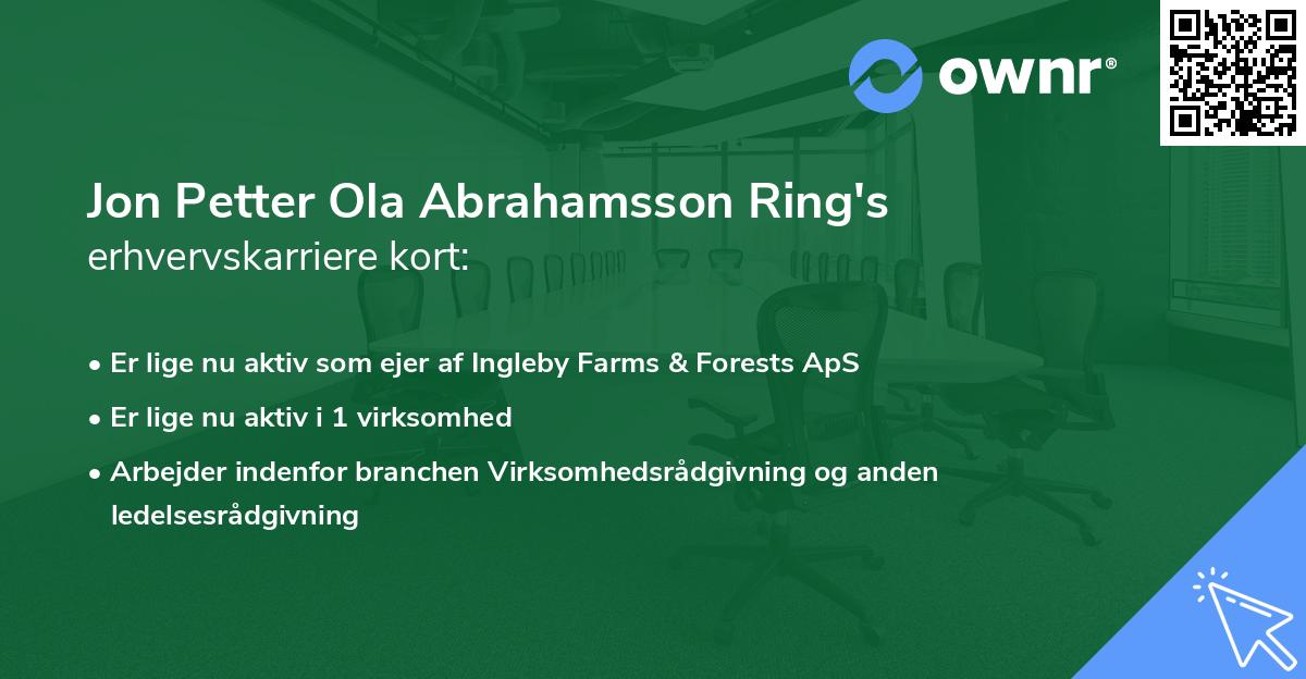 Jon Petter Ola Abrahamsson Ring's erhvervskarriere kort