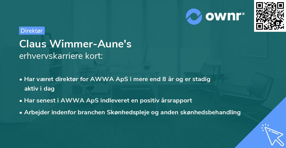 Claus Wimmer-Aune's erhvervskarriere kort
