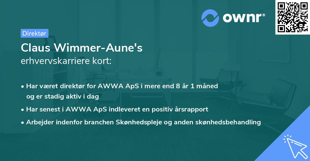 Claus Wimmer-Aune's erhvervskarriere kort