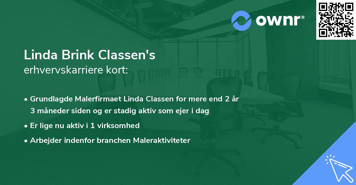 Linda Brink Classen's erhvervskarriere kort