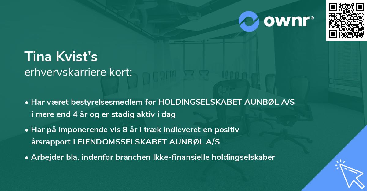 Tina Kvist's erhvervskarriere kort