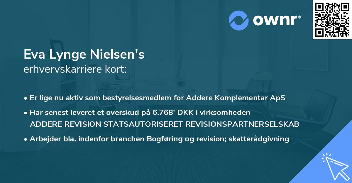 Eva Lynge Nielsen's erhvervskarriere kort