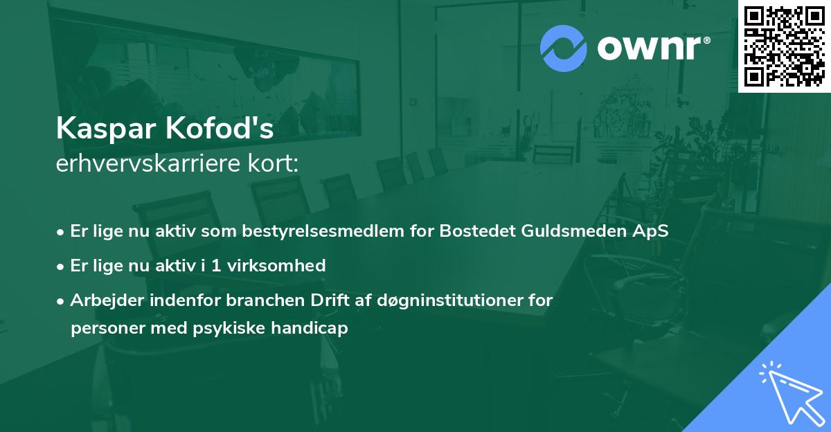 Kaspar Kofod's erhvervskarriere kort