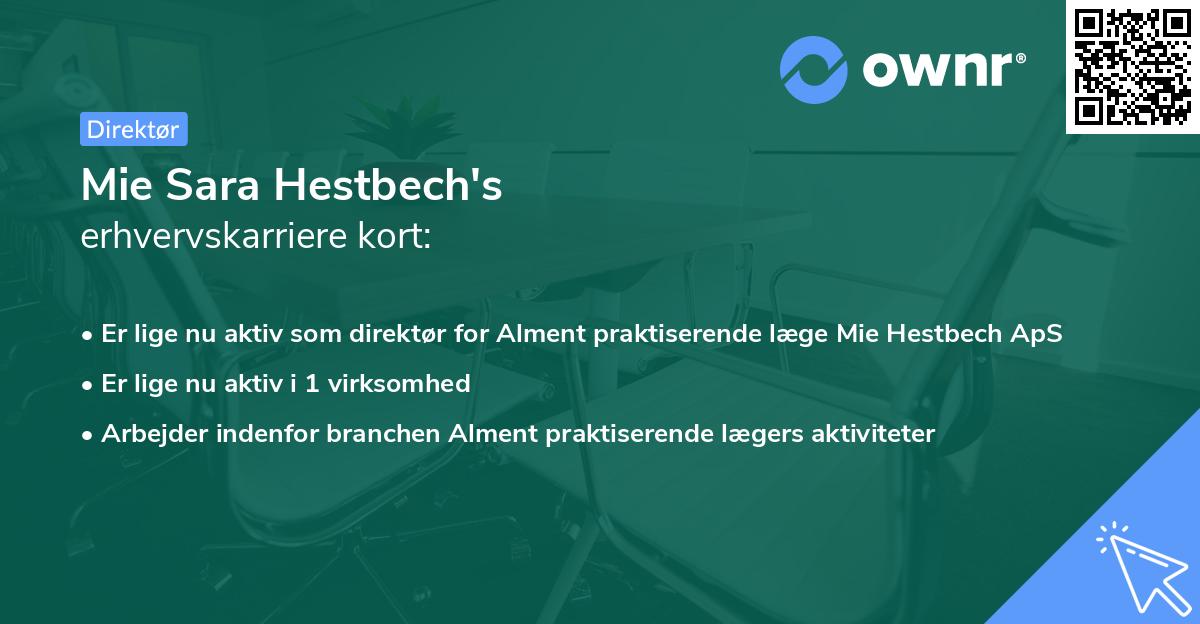 Mie Sara Hestbech's erhvervskarriere kort