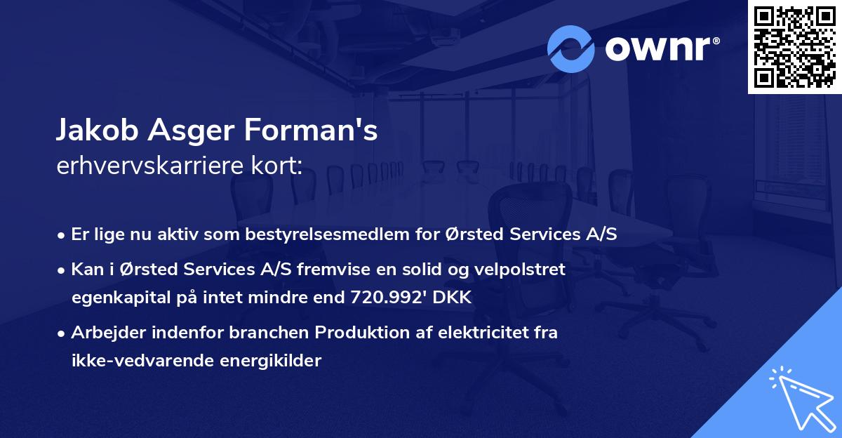 Jakob Asger Forman's erhvervskarriere kort