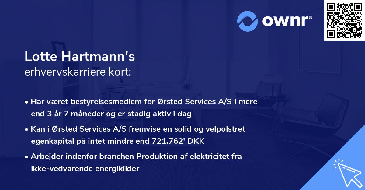 Lotte Hartmann's erhvervskarriere kort