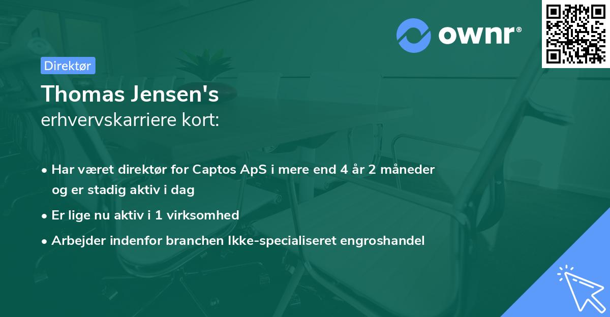 Thomas Jensen's erhvervskarriere kort