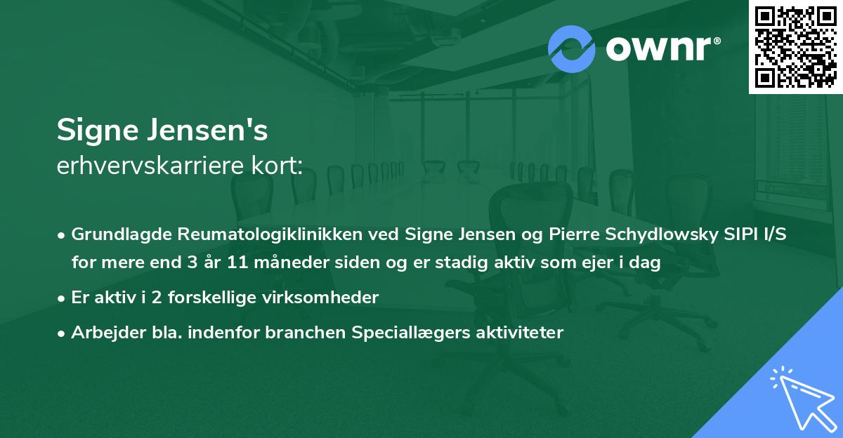 Signe Jensen's erhvervskarriere kort