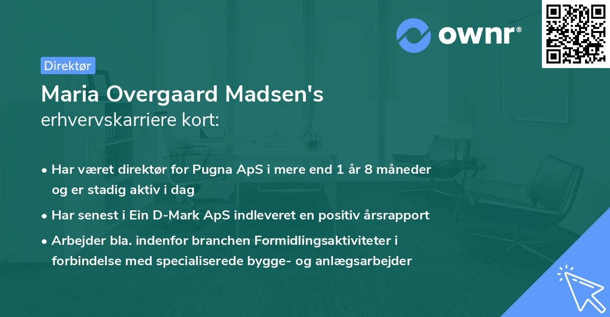Maria Overgaard Madsen's erhvervskarriere kort